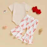 Newborn Baby Girl Clothes Set Mommy's Little Lobster Romper Crawfish Flare Pant Bell Bottom Headband Set 3 Piece Summer Outfit - Image 3