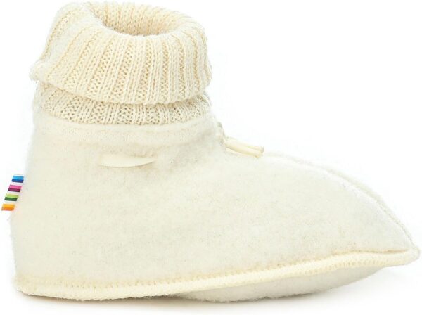 Joha Unisex Baby Booties, Off-White, Size 5-6, Winter, Wool, Fleece Lining, Closed Toe, Hook and Loop Closure, Adjustable, Slip Resistant, Flexible, Solid Pattern, Ideal for Babies - Image 3