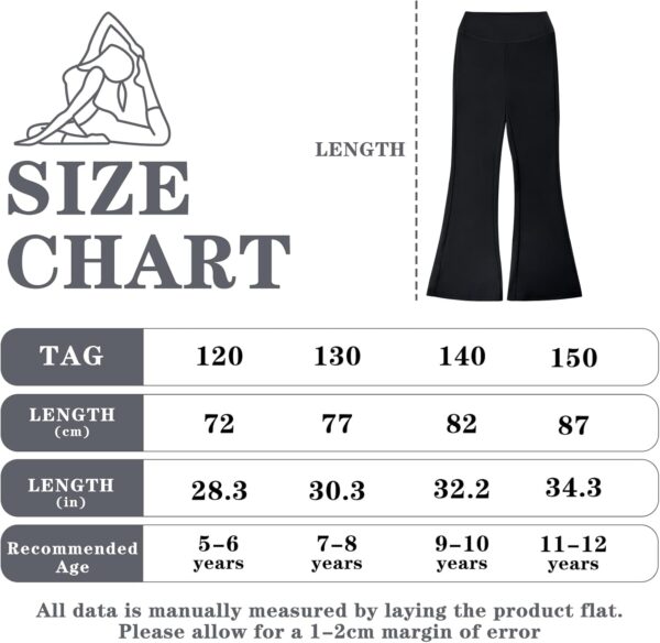 KAKU NANU Girls Flared Leggings 2 Pcs,5-12 Years High Waisted Black Grey School Trousers Yoga Pants Sports Dance Joggers Leggings - Image 7