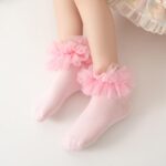 JUPSK Girls White Frilly Socks Kids Ballet Ruffle Lace Cotton Dance Dress Ankle Socks for Toddlers Baby 1-9 Years 3 Pairs - Image 4