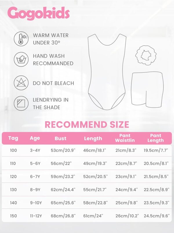 Gogokids Girls Three-Piece Gymnastics Set with Shorts, Kids Gymnastics Sleeveless Leotard with Gem Stones, Girls' Sparkling Gymnastics Outfit with Color Block Design Athletic Dancewear for Ages 3-12 - Image 6