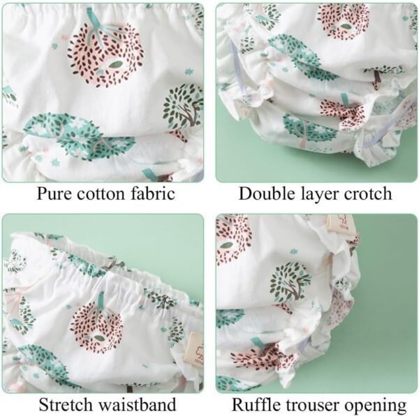 Mifeiwukawa 3 Pack Baby Girls' Toddler Bloomers Diaper Covers Briefs Underwear Set with Bow Ruffle for Infant Kids Girls 6-36 Months - Image 5