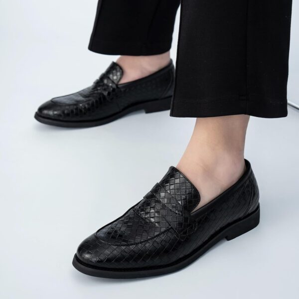 Ophestin Men's Loafers Moccasins Weave Formal Dress Shoes Slip-On Driving Business Shoes - Image 5