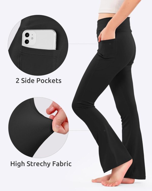 Witwot Girls Flared Leggings V Cross High Waisted Yoga Pants Kids Athletic Pants with Pocket - Image 4
