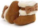RVROVIC Baby Boys Girls Plush Winter Snow Boots Bowknot Anti Slip Warm Fleece Infant Boots Toddler Prewalkers