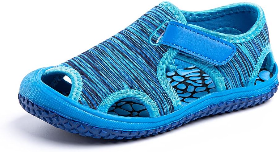 61Cw0YzXz0S._AC_SL1000_.jpg Hitmars Boys Sandals Open Toe Girls Sandals Sports Summer Kids Trekking Shoes Breathable Beach Pool Camouflage Knit Blue Pink Purple Size 4-12 UK Child - Image 1