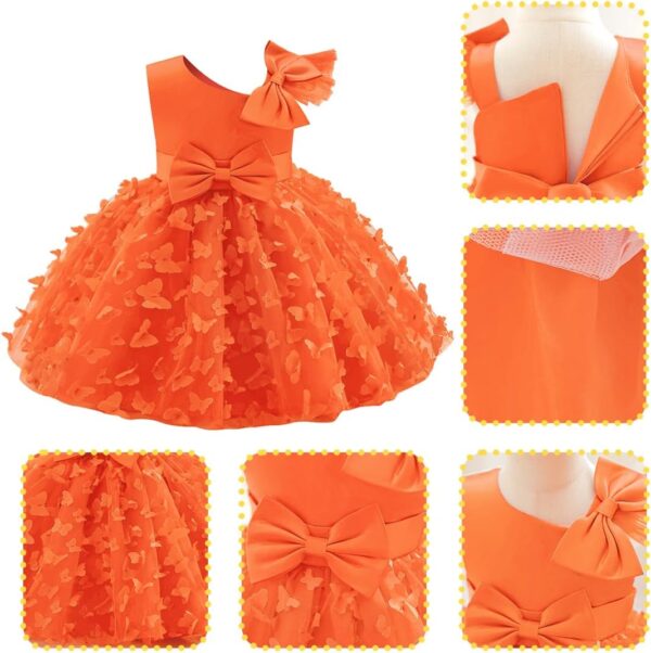 Baby Girl Birthday Party Cake Smash Dress Toddlers Christening Wedding Bridesmaid Flower Girl Dresses Little Princess Adorable Sweet 3D Butterfly Bowknot Tulle Pageant Prom Gown - Image 5