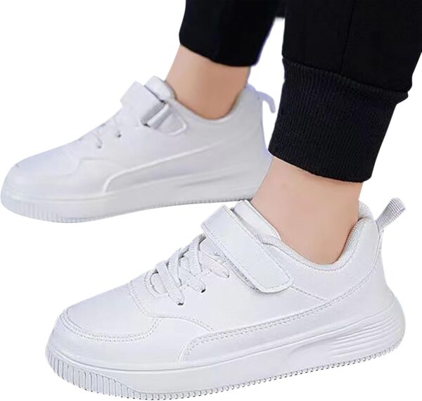 Boys Girls Sneakers Kids Sports Athletic Shoes Walking Shoes Little Kid/Big Kid Children PU Leather Hook and Loop Sneaker Non Slip Breathable Waterproof Anti-Slip - Image 2