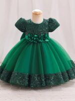 miço kids Girls Sequin Tulle Dress, Girl Ball Gown Birthday Party Outfit, Satin Princess Dress, Flower Girl Wedding Outfit - Image 2