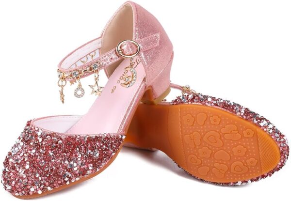 Lanivic Girls Princess Shoes Sequins Sweet Bows High Heels Wedding Party Dress Shoes Dance Bright Diamond Cosplay Christmas Festival Shoes Pink Blue Purple Gold Silver - Image 7