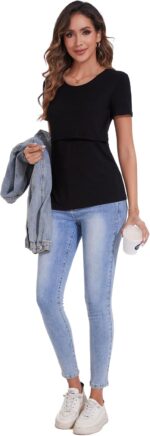 Sosolism Essential Nursing Tops Summer Breastfeeding Tshirt Short Sleeve Soft Feeding tee for Women - Image 5