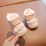 Baby Boys Girls Cozy Fleece Boots Non Slip Socks Fleece 𝐂artoon Booties Toddler Newborn Warm First Walking Shoes Winter Boots for Toddler Boys Size 4 Boots with F𝘂r for Girls Size 4 - Image 2