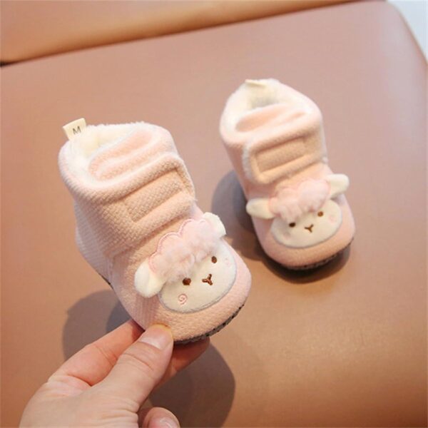 Baby Boys Girls Cozy Fleece Boots Non Slip Socks Fleece 𝐂artoon Booties Toddler Newborn Warm First Walking Shoes Winter Boots for Toddler Boys Size 4 Boots with F𝘂r for Girls Size 4 - Image 2