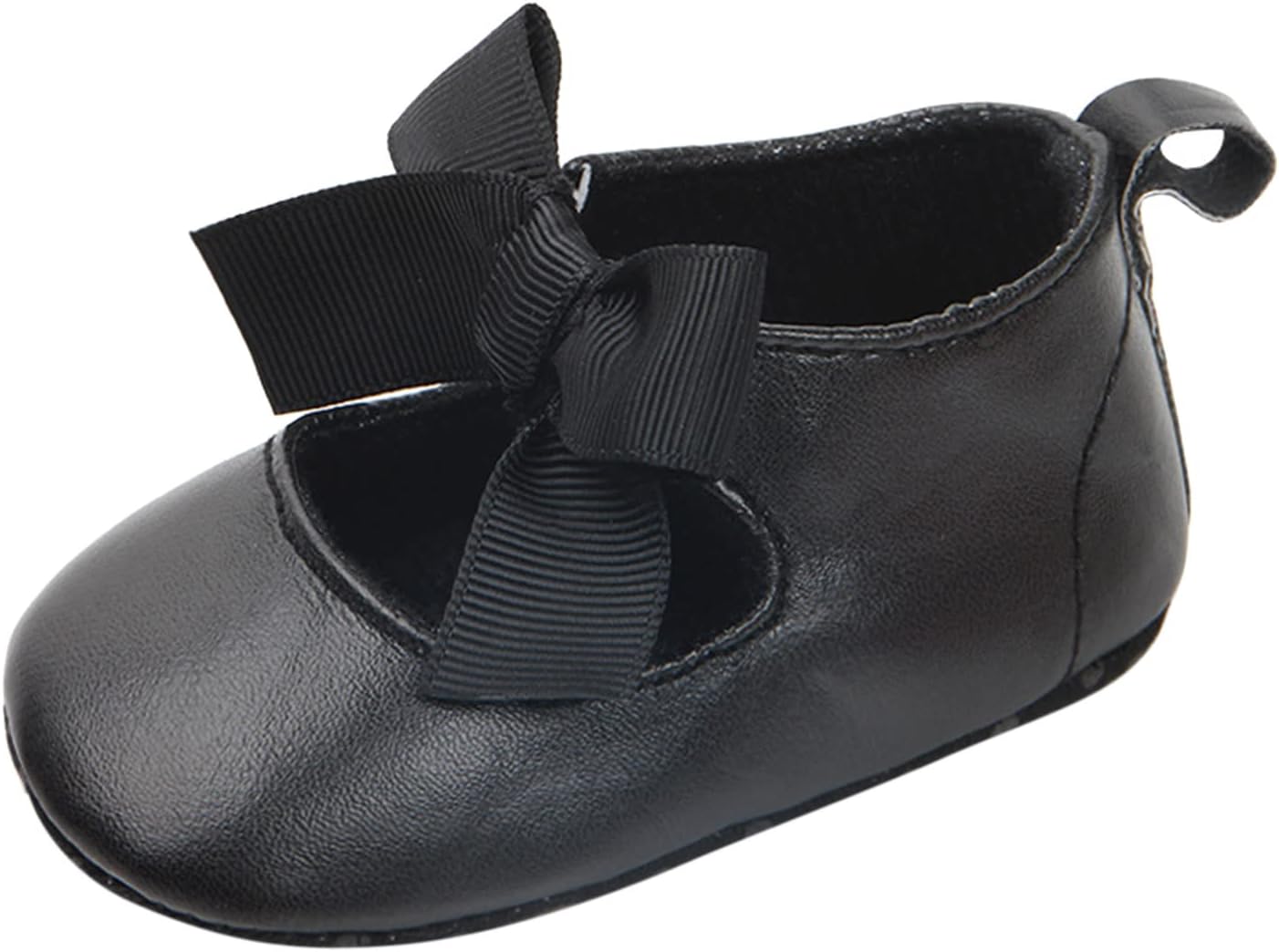 61E-0iUiSL._AC_SL1500_.jpg Baby Girls First Walking Shoes with Bowknot Soft Sole Newborn Loafers Autumn Round Head Leatherwear Flat Shoes Anti-Slip Princess Wedding Dress Mary Jane Shoes Infant Toddler Shoes - Image 1