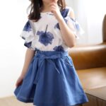 Girls Summer Flower Clothes Set Ruffle Sleeve T-Shirts and Mini Skirt 2Pcs Outfits for Age 3-12 Years - Image 5