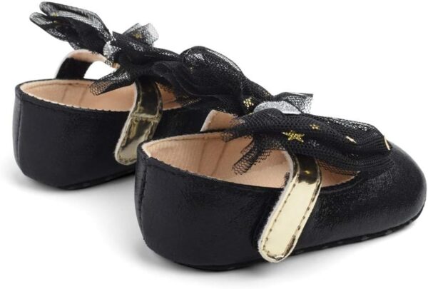 Baby Girls First Walking Shoes with Bowknot Mary Jane Shoes Moccasin Flat Shoes Elastic Band Soft-Soled Cotton Newborn Loafers Infant Toddler Prewalker Crib Shoes - Image 3