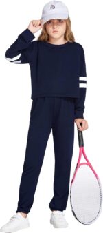 Arshiner Girls Tracksuit Set Kids 2 Piece Loungewear Activewear Outfits Girls Crop Tops Hoodies Long Sleeve Fashion Sweatshirts and Sweatpants 5-13 Years - Image 2