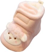 Baby Boys Girls Cozy Fleece Boots Non Slip Socks Fleece 𝐂artoon Booties Toddler Newborn Warm First Walking Shoes Winter Boots for Toddler Boys Size 4 Boots with F𝘂r for Girls Size 4