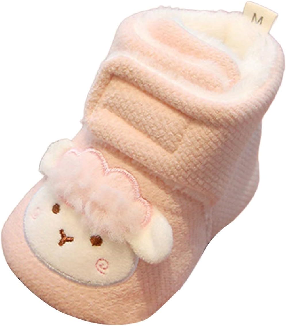 61F019aBWPL._AC_SL1500_.jpg Baby Boys Girls Cozy Fleece Boots Non Slip Socks Fleece 𝐂artoon Booties Toddler Newborn Warm First Walking Shoes Winter Boots for Toddler Boys Size 4 Boots with F𝘂r for Girls Size 4 - Image 1