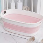 Toddler Bath Tub Toddler Bath Foldable Baby Bath Travel Baby Bath Folding Pet Bathtub with Water Drain Plug - Small Pets Bathtub for Toddler Kids Bath Tub Bathing Tubs 0-36 Month - Image 3