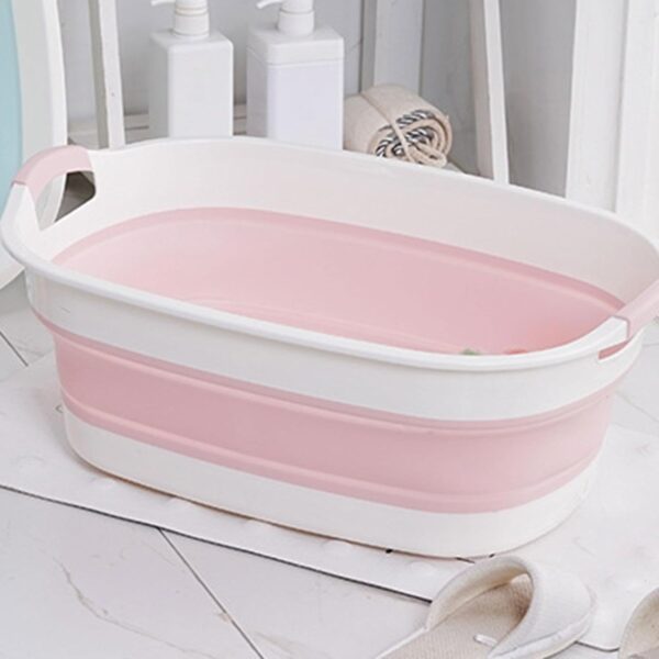 Toddler Bath Tub Toddler Bath Foldable Baby Bath Travel Baby Bath Folding Pet Bathtub with Water Drain Plug - Small Pets Bathtub for Toddler Kids Bath Tub Bathing Tubs 0-36 Month - Image 3