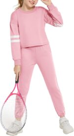 Arshiner Girls Tracksuit Set Kids 2 Piece Loungewear Activewear Outfits Girls Crop Tops Hoodies Long Sleeve Fashion Sweatshirts and Sweatpants 5-13 Years - Image 2