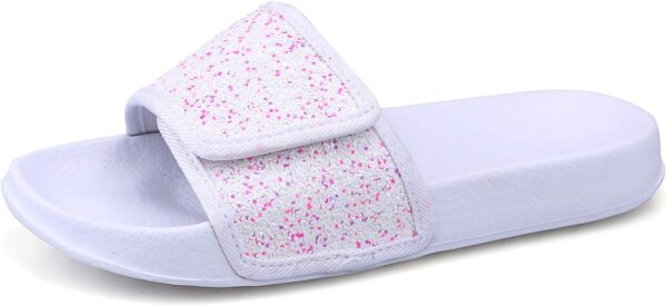 ydscsci Girls Slide Sandals Glitter Sequins Pool Sliders Kids Shower Slippers Beach Flip Flops Hook and Loop Non-slip Thick sole Little Kid - Image 2