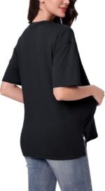 Maternity Tops Tshirt Side Split with Zipper Short Sleeves Maternity Wear Clothes Pregnancy Top for Women - Image 3