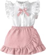 Toddler Baby Girl Clothes Ruffle Sleeve Tops Swiss Dot Skirt Infant Summer Outfits
