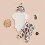 RWYBEYW Western Newborn Baby Boy Cowboy Outfit Boots/Hat/Cow Print Romper Bodysuit+Long Pants +Cap 3Pcs Summer Clothes Set - Image 4