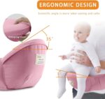 SONARIN 3 in 1 Multifunction Hipseat Baby Carrier,Front and Back,100% Cotton,Ergonomic,Easy Mom,Adapted to Your Child's Growing(Pink) - Image 3