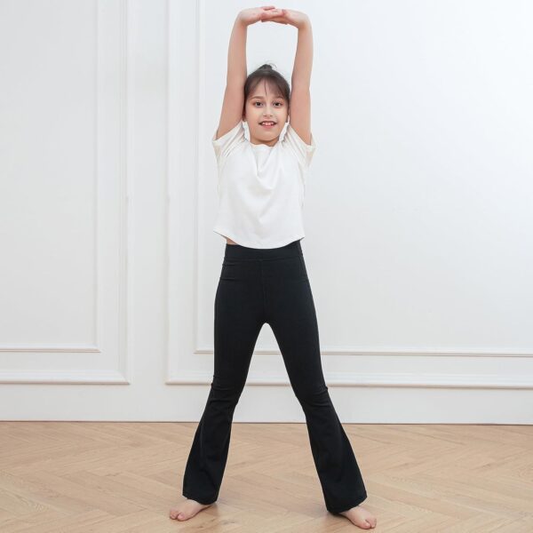 KAKU NANU Girls Flared Legging High Waisted 5-12 Years School Trousers Black Grey Yoga Pants Sports Dance Joggers Leggings - Image 3