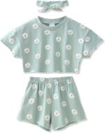 Toddler Baby Girls Summer Clothes Infant Shorts Sets Short Sleeve Outfits 6 Months-5 Years