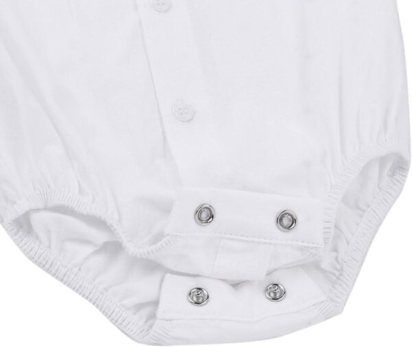 Freebily Baby Boys White Long Sleeve Bodysuit Shirt Romper Formal Suit Gentleman Outfit - Image 3