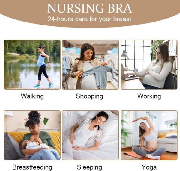 AUYAO Maternity Nursing Bras, 3 Pcs Nursing Sleep Bras, Wirefree Maternity Breastfeeding Bras, Comfortable Wireless Bra Night Sleep Top, Sleep Nursing Bras for Breastfeeding and Sleeping - Image 7