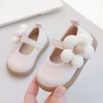 TYTUOO Toddler Little Girls Flat Sandals Flower Slip on First Walking Shoes Princess Wedding Party Mary Jane Dress Shoes (Beige, 0-3 Months) - Image 7