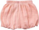 Baby Girl Solid Shorts Newborn Bloomers Kids Linen Blend Bread Pant Harem Shorts