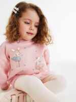 Girls Kids Outfits Clothes Set Toddler Cute Unicorn Bunny Bowknot Birthday Print long Sleeve Cotton Shirt jumper Dresses Tops Leggings Trousers Pants 2 Piece Clothing Set Age 1-7 Years Old - Image 3
