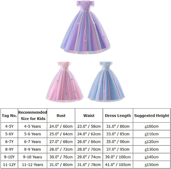IBAKOM Girls Princess Dress 3D Butterfly Sequin Ruffle Tulle Flower Girl Dress Pageant Birthday Party Wedding Ball Gown - Image 6