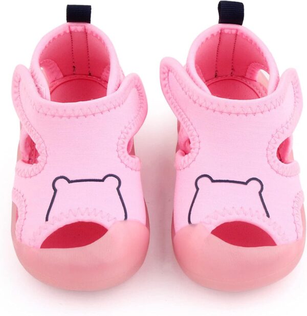 Barefoot Shoes Toddler Sole Flat Soft Walking Girls Bear Sandals Sneaker Rubber Non-Slip Kids Shoes Boy Baby Shoes Slip on Flip Flops for Girls (Pink, 9-12 Months) - Image 6
