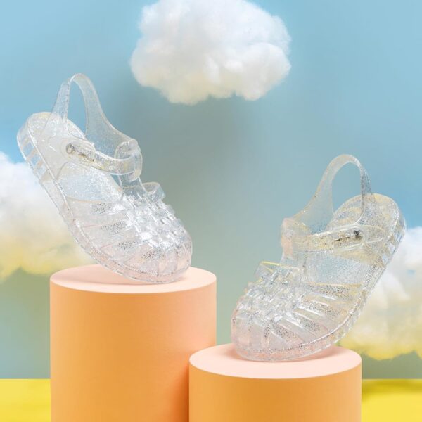 CENCIRILY Toddler Girls Jelly Sandals Soft Rubber Sole Closed Toe Glitter Sparkle Summer Beach Holiday Princess Dress Up Shoes - Image 4
