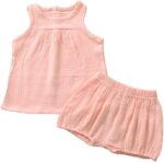 AYIYO Toddler Outfits Unisex Girls Boys Baby Cotton Linen Blend Tank Tops and Bloomers