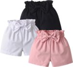 Toddler Infant Baby Girl Elastic Waist Bow Shorts 3 Pack Summer Shorts