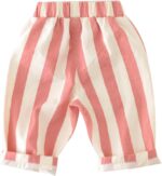 Oyolan Baby Boys Girls Cotton Striped Trousers Casual Ankle Pants Loose Long Bloomers