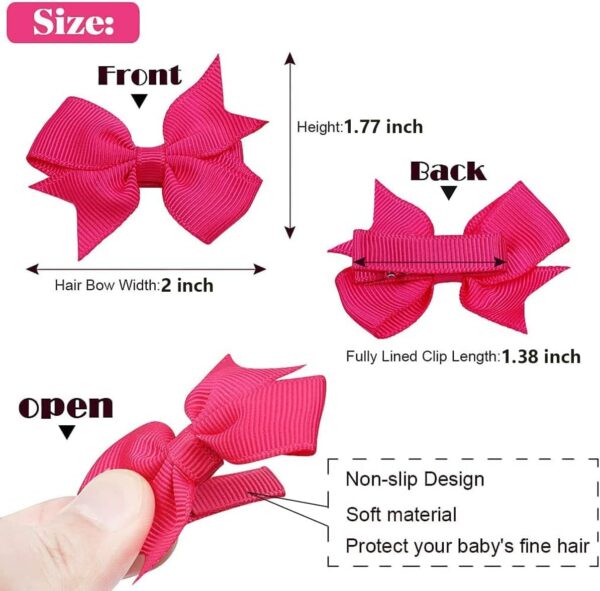 60Pieces Baby Girls Clips 2" Mini Hair Bow Grosgrain Ribbon Hair Bows with Fully Ribbon Lined Alligator Clips for Baby Girls Infant Toddlers Kids 30 Colors in Pairs - Image 2