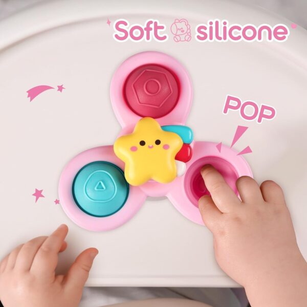 lerrbo 3PCS Pop Suction Cup Spinner Toys for 1 Year Old Boy Girl|Novelty Spinning Tops for Toddler Age 1-2|Sensory Baby Bath Toys for Toddlers 1-3|6 12 18 Months Boy Birthday Gift for Infant - Image 8