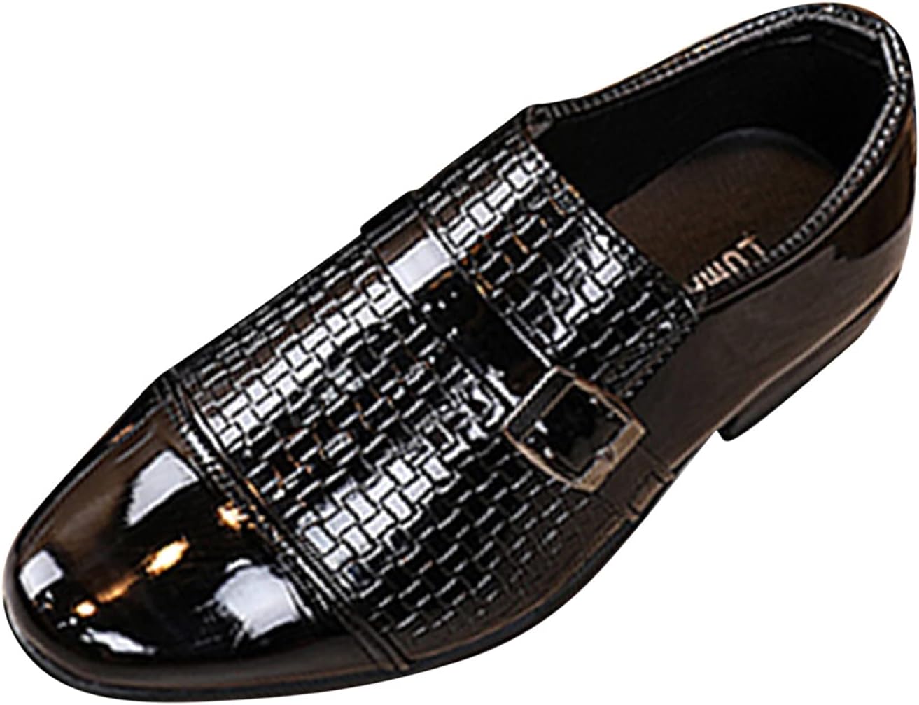 61Kx6UWB4MS._AC_SL1500_.jpg Children's Shoes Boys Non-Slip Soft Sole Performance Dress Shoes Dance Shoes Children Leather Single Shoes Performance Loafers Shoes Dress Shoes Summer Sandals Boys Shoes, black, 32 EU - Image 1