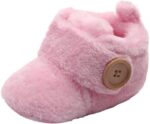 Baby Boys Girls First Walking Shoes 3-12 Months Infant Toddler First Walkers Baby Boots Round Toe Flats Soft Slippers Shoes Baby Cozy Fleece Booties