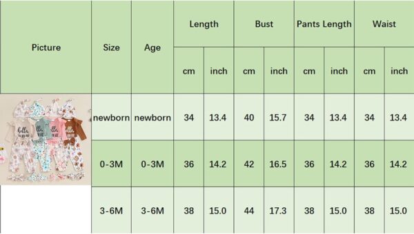 Edhomenn Baby Girls 3 Piece Fall Outfit Long Sleeve Romper and Floral Long Pants with Bow Headband - Image 7