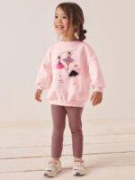 TCWWBB Girls Kids Outfits Clothes Set Toddler Cute Unicorn Bunny Bowknot Birthday Print long Sleeve Cotton Shirt jumper Dresses Tops Leggings Trousers Pants 2 Piece Clothing Set Age 1-7 Years Old - Image 2
